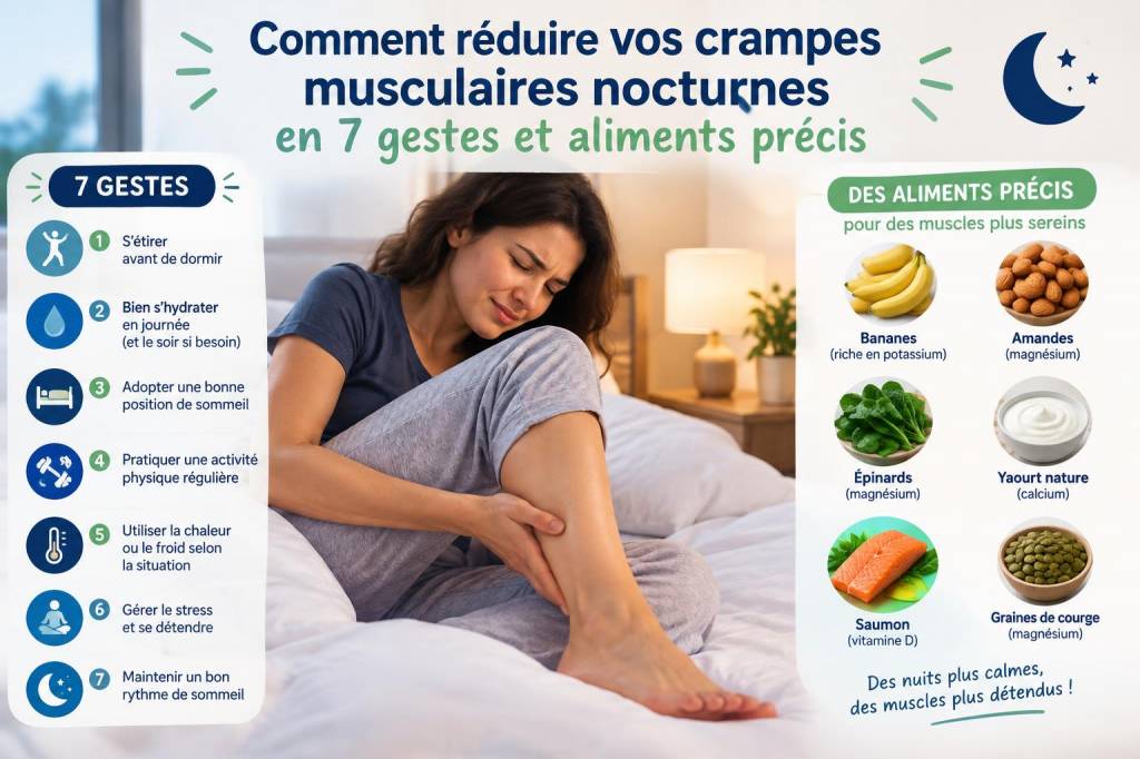 Comment réduire vos crampes musculaires nocturnes en 7 gestes et aliments précis